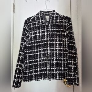 Chico's Black And White Tapestry Blazer